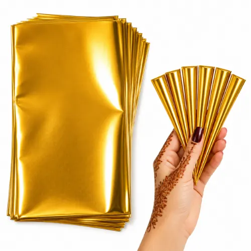 Prem Henna Golden Cellophane Sheets for Mehndi Cones (Pre-Cut)