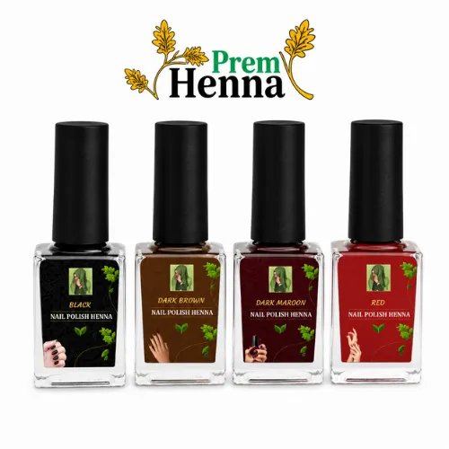 Prem Henna Halal Nail Polish Henna Combo Pack of 4