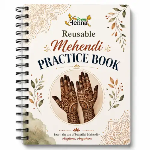 Prem Henna Reusable Mehndi Practice Book with Front &amp; Back Hand Designs